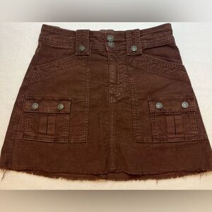 American Eagle Super Hi Rise A-Line Brown Corduroy Skirt SZ 00